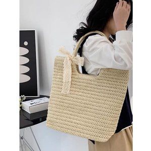 Straw Bucket Bag, Shoulder Bag, Handmade Crossbody Bag, Gift for Her